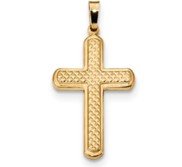 14k Polished and Textured Cross Pendant