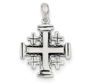 Sterling Silver Antiqued Jerusalem Crusader Pendant