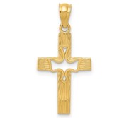 14k Dove Cross Pendant