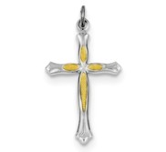 Sterling Silver Rhodium plated and Vermeil Cross Pendant