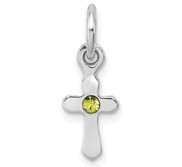 Sterling Silver RH Plated Child  s Preciosca Crystal Aug Cross Pendant