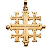 14K Yellow Gold JERUSALEM CROSS PENDANT