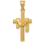 14k Satin Draped Cross Pendant