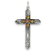 Sterling Silver November Birthstone Cross Pendant