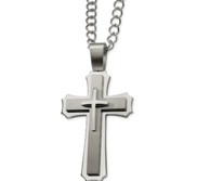 Stainless Steel Cross Pendant 24in Necklace