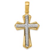 14k Two tone Solid Cross Pendant