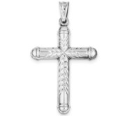 Sterling Silver Rhodium plated Diamond  Cut Reversible Cross Pendant