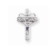 14k White Gold Genuine Mother  s Cross Pendant