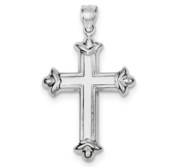 Sterling Silver Rhodium plated Fleur de lis Cross Pendant