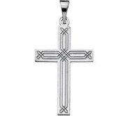 14K White Gold CROSS PENDANT W DESIGN