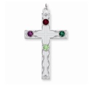 Sterling Silver Crystal Family Cross Pendant