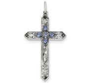 Sterling Silver September Birthstone Cross Pendant