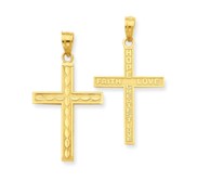 14K Reversible Cross Pendant