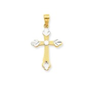 10k   Rhodium Budded Cross Pendant