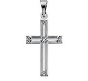 14K White Gold CROSS PENDANT W DESIGN