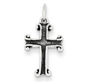 Sterling Silver Antiqued Cross Charm