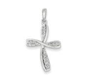 14k White Gold Diamond Cross Pendant