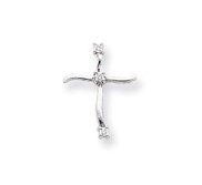 14k White Gold AA Diamond Cross Pendant