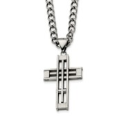 Stainless Steel Cross Pendant 22in Necklace