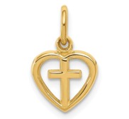 14k Cross in Heart Charm