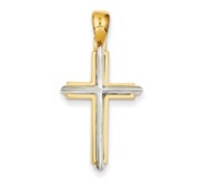 14k Two tone Fancy Cross Pendant