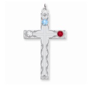 Sterling Silver Crystal Family Cross Pendant