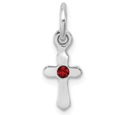 Sterling Silver RH Plated Child  s Preciosca Crystal Jan Cross Pendant