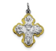 Sterling Silver Rhodium plated   Vermeil 4 way Medal