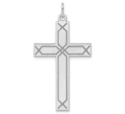 14K White Gold Laser Designed Cross Pendant