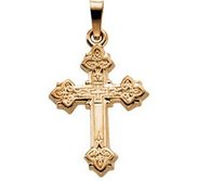 14K Yellow Gold CROSS PENDANT W DESIGN