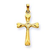 14K Yellow Gold Hollow Cross Pendant