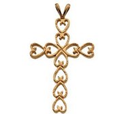 14K Yellow Gold Heart CROSS PENDANT