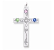 Sterling Silver Crystal Family Cross Pendant