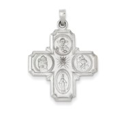 14k White Gold Four Way Medal Pendant