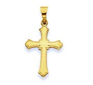 14K Yellow Small Budded Cross Pendant