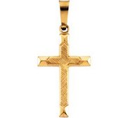 14K Yellow Gold CROSS PENDANT W DESIGN