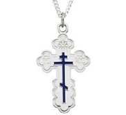 Sterling Silver ST  ANDREW CROSS w  Blue Enamel