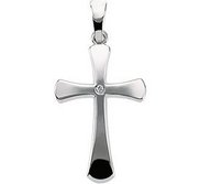 14K White Gold CROSS W DIAMOND