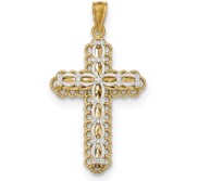 14k Y W Gold Polished 2 Level Cross Pendant