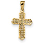 14k Diamond cut Polished Filigree Cross Pendant