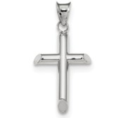 14k White Gold Polished Tube Cross Pendant