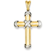 14k Two tone Fancy Cross Pendant