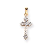 14k   Rhodium Diamond Cross Pendant