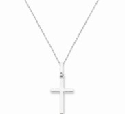 14k White Gold Hollow Cross Pendant