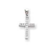 14k White Gold Diamond Latin Cross Pendant