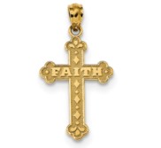 14k Satin   Polished Faith Cross Pendant