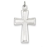 Sterling Silver Polished and Satin Cross Pendant