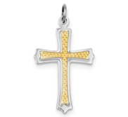 Sterling Silver Rhodium plated   Gold plated Cross Pendant