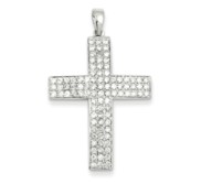 14k White Gold Diamond Latin Cross Pendant