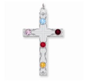 Sterling Silver Crystal Family Cross Pendant